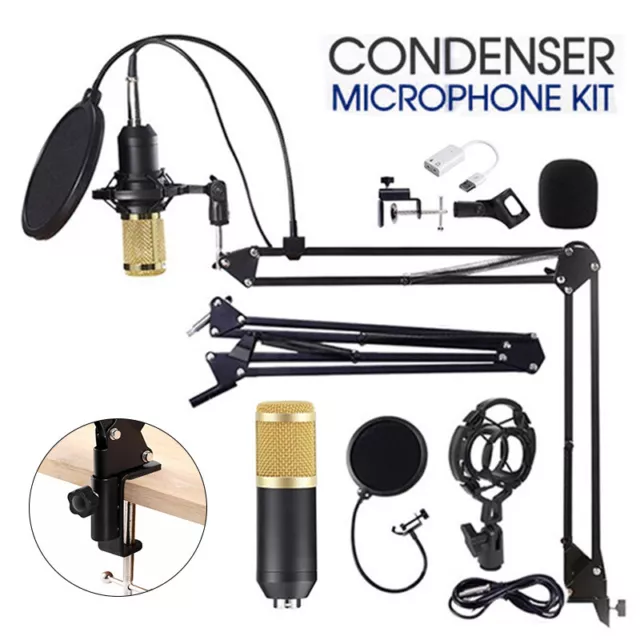 BM800 Condenser Microphone Kit Studio Suspension Boom Scissor Arm Stand Desk NEW