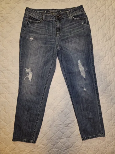 Jennifer Lopez Boyfriend Distressed Denim Blue Jeans Woman’s Size 8 Low Rise