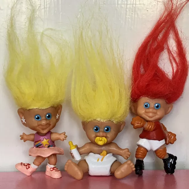 Vintage 1992 Croner Troll Dolls x3 Toys Figurines