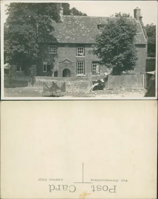 Real Photo RP Large Unidentified House & Cow