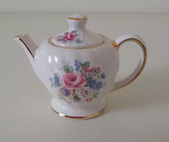 Vintage Sadler Cairo Swirl Miniature Teapot with Floral Design and Gilding