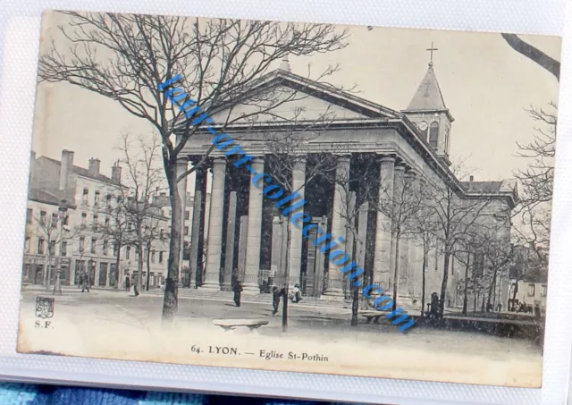 Cpa Animé 69 Rhone Alpes Lyon, L'eglise Saint Pothin 1906 Carte Postale Ancienne