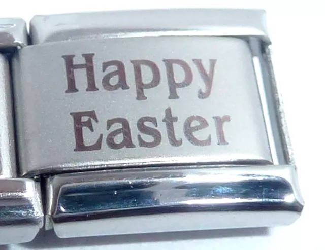 HAPPY EASTER Italian Charm -fits ALL 9mm Starter Bracelets Bunny Rabbit Egg N295
