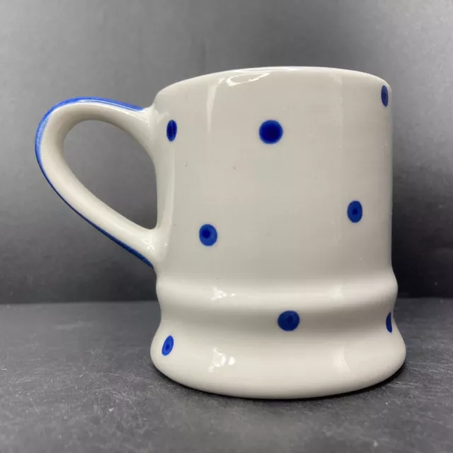 Whittard of Chelsea Tea Clipper miniature Handpainted white & blue polka dot mug