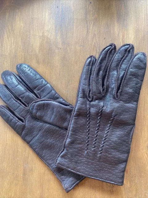 Navy Blue Leather Gloves Vintage St Michael Marks & Spencer 