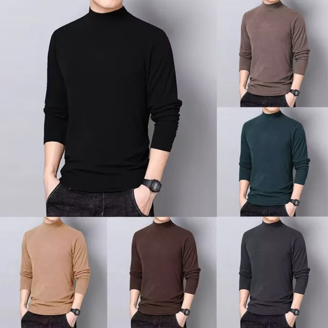 WARM AND TRENDY Men's Slim Fit Turtleneck Tops Long Sleeve Pullover ...