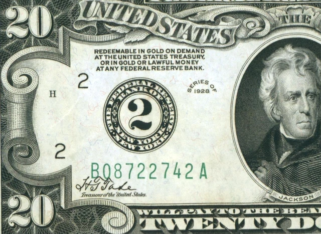 $20 1928 ((HIGHER GRADE XF)) (( NEW YORK )) Federal Reserve Note AUCTIONS