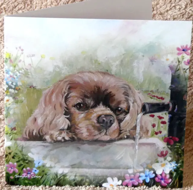 Cavalier King Charles Spaniel Dog Greeting Card 13 Sandra Coen Artist
