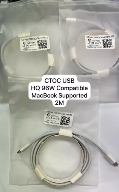 Type C To C Hq 96W Macbook Supported 2M Fast Charging Cable Uk