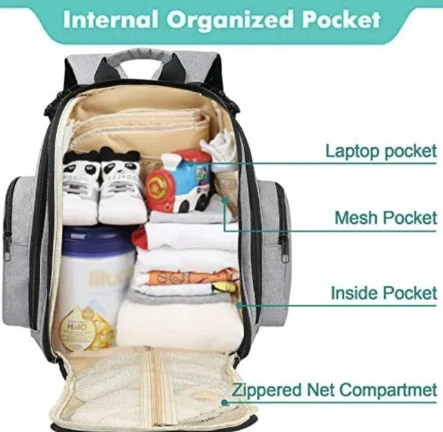 DIAPER BACKPACK✅Nappy Changing Bag Waterproof Travel Maternity Bag✅Grey MANCRO 2