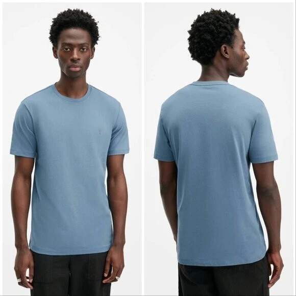 ALLSAINTS AREO BLUE Brace Brushed Cotton Crew Neck TShirt 35.00