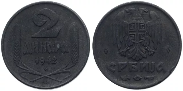 Serbien - Serbia 2 Dinara 1942 - V