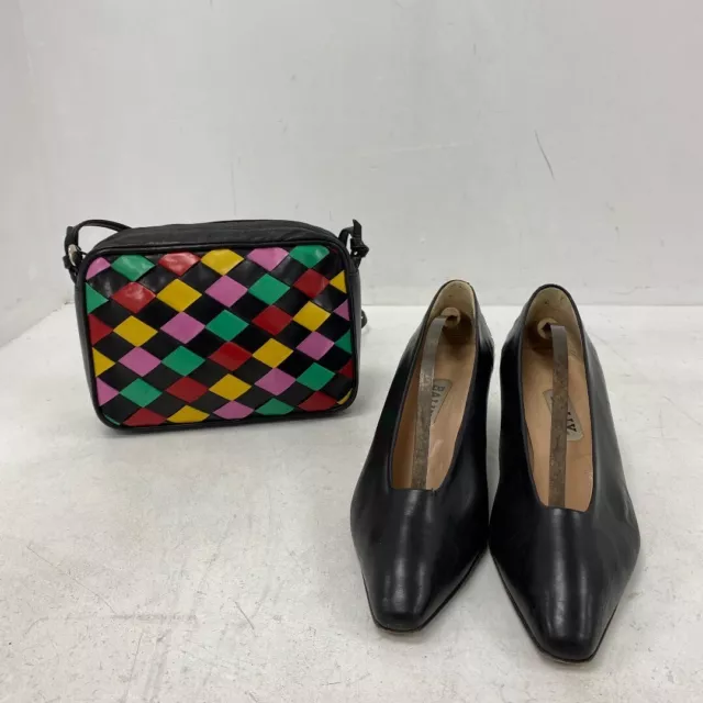 Bally Heels Women's UK Size 7 Bag Vintage Set Black Multicoloured RMF02-RH