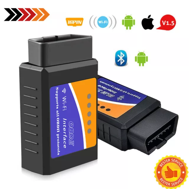 OBD II Stecker Bluetooth – OBD2 Scanner Diagnosegerät für iOS & Android - V2.1