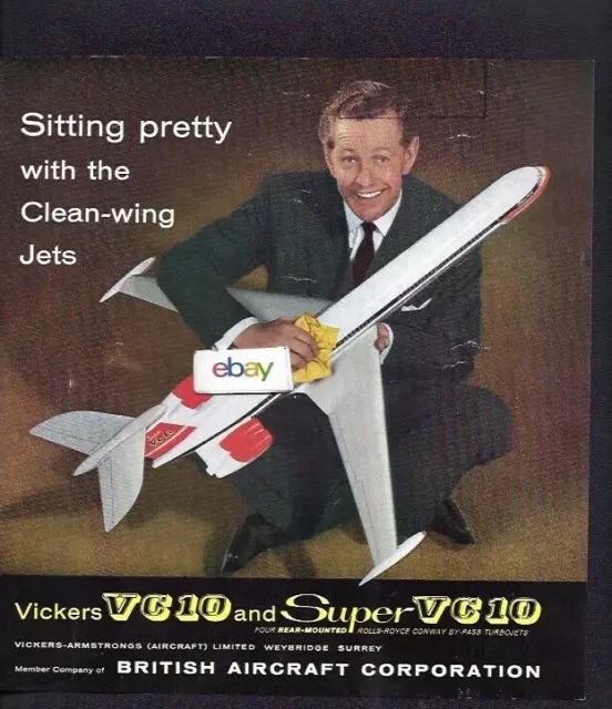 Bac Vickers  Super Vc-10 1960 Sitting Pretty With The Clean Wing Jets   Ad