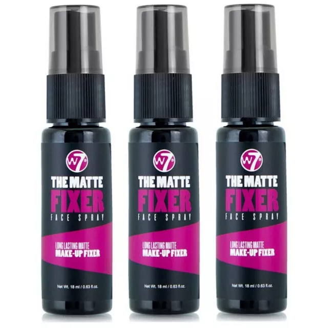 3 x W7 Matte Fixer Spray Face Makeup Fixing Setting Spray Long Lasting Finish