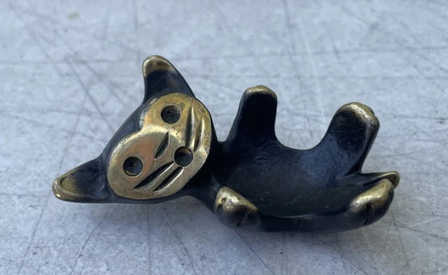 WALTER BOSSE CAT Egg Cup Vtg Mid Century Austria Brass Ring Holder