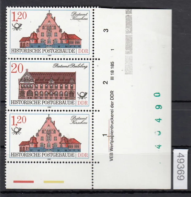 GDR 1987, Mich. No.: 3070+68+70 W 339 ** DV FN 1 corner edge print note
