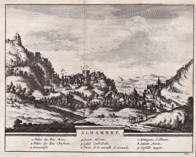 Granada Alhambra Andalucia Espana Spain van der Aa engraving grabado 1707