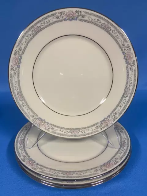 Set of 4 Lenox China CHARLESTON Platinum Trim Salad Plates 8-1/4”, EUC