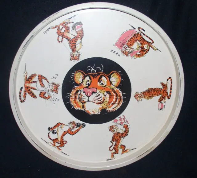 Esso/Exxon vintage 1960s Tiger Mascot Tin Promotional Serving Tray~13" Diameter