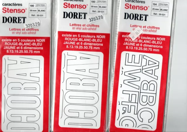 554 Lettres et chiffres en vinyl auto-adhésif BLANC  25 et 50 mm DORET SENSO
