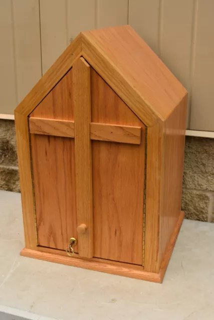 Oak Wood Tabernacle, Comes with Key, Double Doors Handmade (CU786) + chalice co.