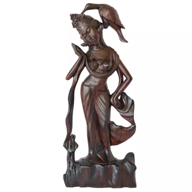 Dewi Sri Bawang Goddess Sculpture Vintage Hand Carved Sono Wood Statue Bali Art