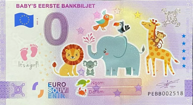 Geldschein 0 Euro BABY'S Eerste Banbiljet Farbe Country Niedrig 2022 N° Div GAL