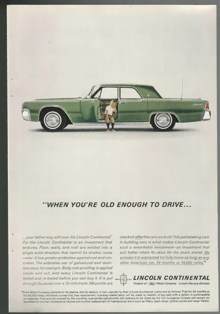 1962 LINCOLN CONTINENTAL advertisement, Ford-Lincoln Continental, suicide doors