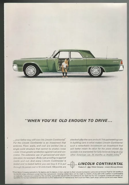 1962 LINCOLN CONTINENTAL advertisement, Ford-Lincoln Continental, suicide doors