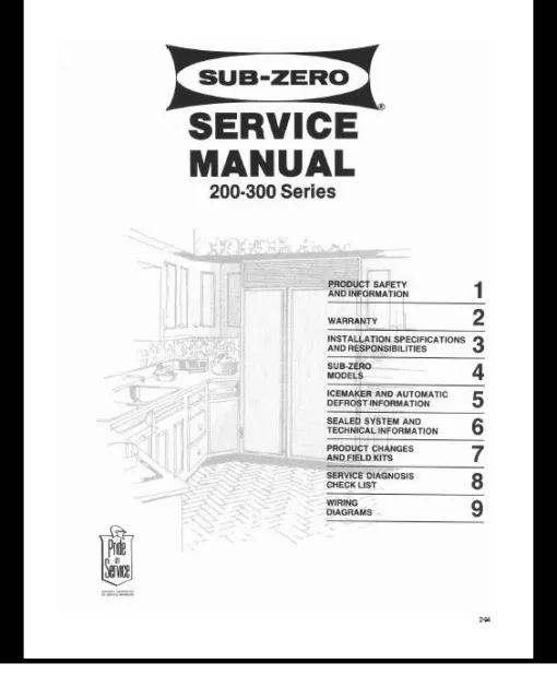 Repair Manual: Sub-zero REFRIGERATORS (choice of 1 manual, see below)