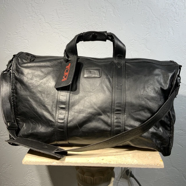 TUMI Alpha Vintage Black Colombian Leather  Duffle  Carry-On  Gym Bag Weekender