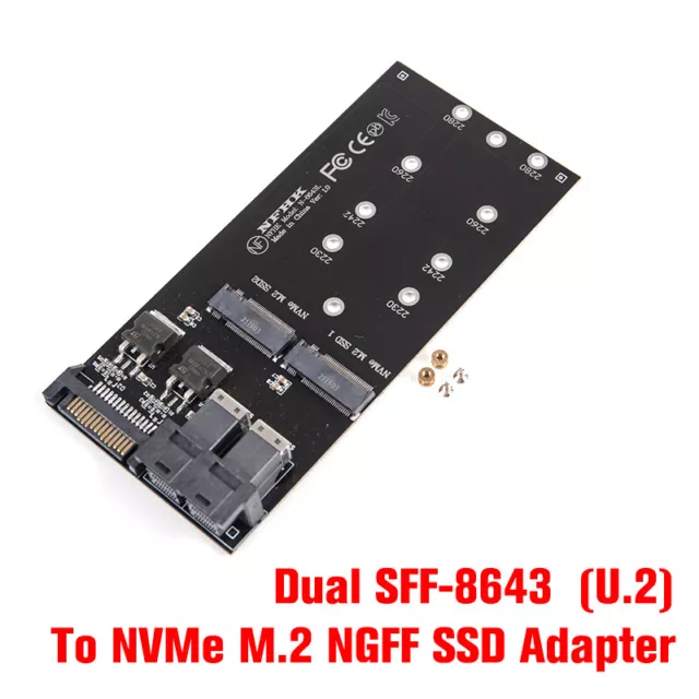 Dual SFF-8643 U.2 To NVMe M.2 NGFF SSD Adapter SSD Card Adapter For MotherboaZT