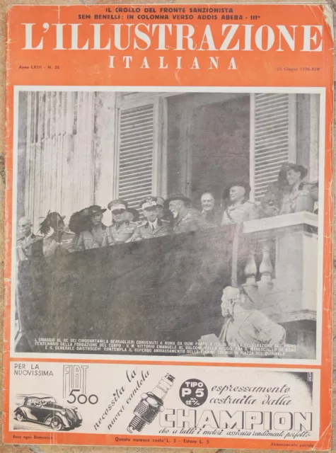 L'illustrazione Italiana 28 Giugno 1936 Guido Treves Addis Abeba Libia Eclisse