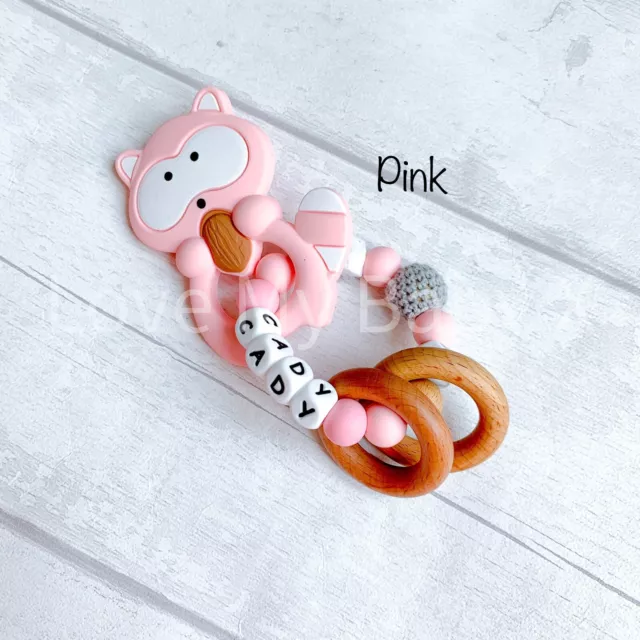 Personalised Teething Ring|Silicone Teether Toy|Stocking Filler|Baby Shower Gift