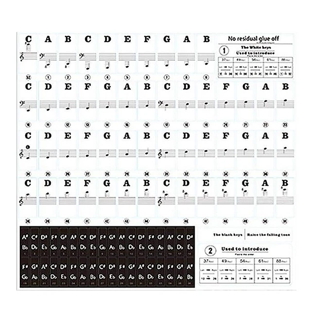 88 Keys 61 Keys 54 Keys Transparent Piano Keyboard Stickers Electronic4904