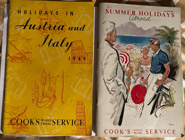 COOK’S 2 Vintage - 1949 Holidays In AUSTRIA ITALY+ 1951 Summer holidays Brochure