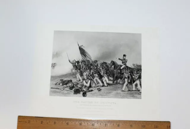 1860's Engraved Print "The Battle of Chippewa" Along the Niagara River