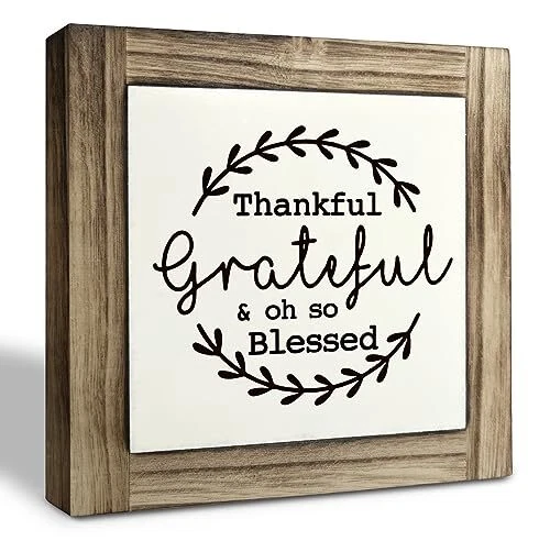Christian Sign Box Wood Plaques Desk Décor Box Signs with Quotes Farmhouse Sh...