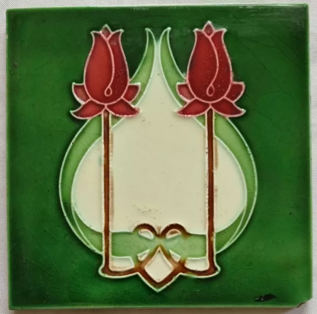 Art Nouveau Moulded Majolica Tile. Rhodes Tile Co, C1907.