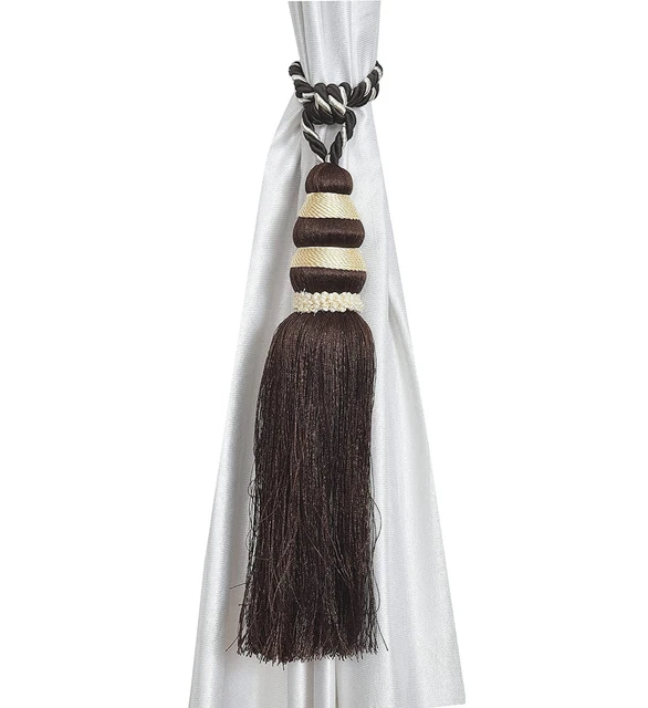 Beautiful Polyester Tassel Rope Curtain Tieback color Brown set of 2 Pcs