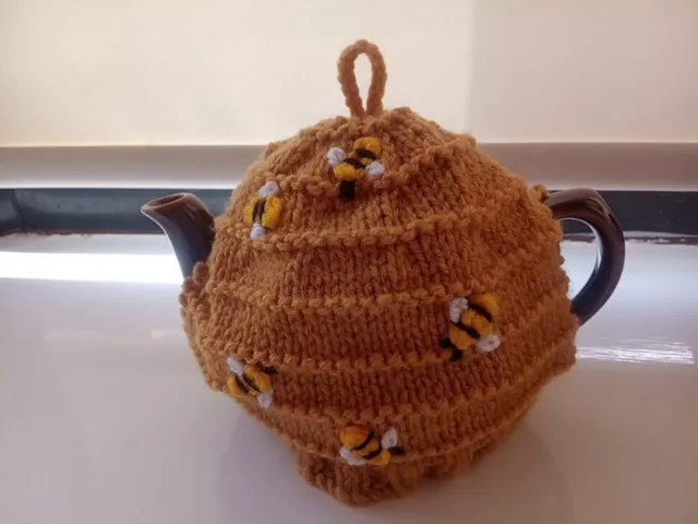 Hand Knitted Tea Cosy For Small Teapot - Beehive