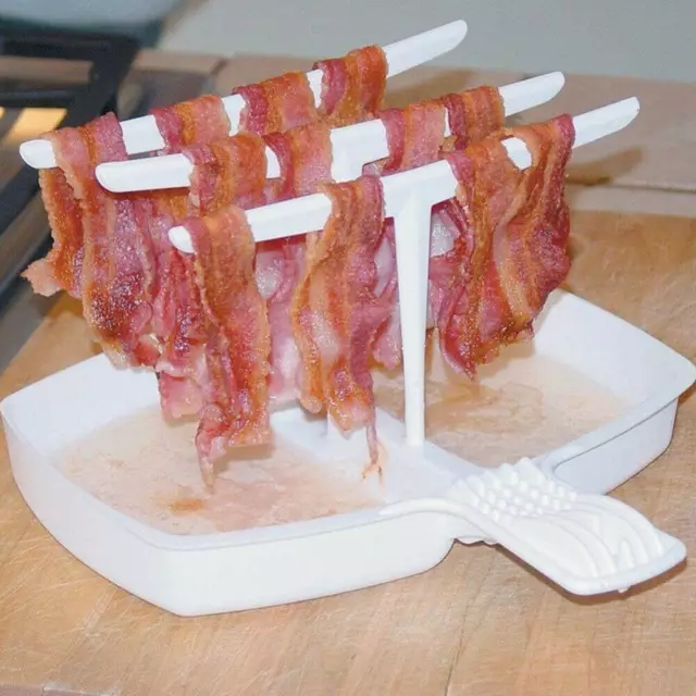 Microwave Bacon BBQ Rack Hanger Cooker Tray For Cooking Bar Crisp Meal Breakfast