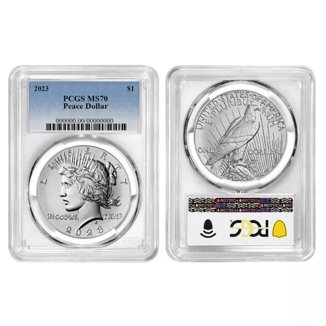 2023 $1 Morgan and Peace Silver Dollar 2pc Set PCGS MS70 Blue Label 3