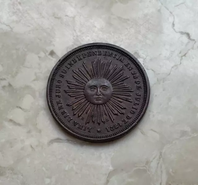1863-Dated Peru Bronze Medal - San Martin  bg