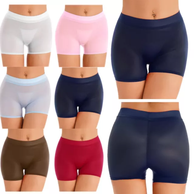 Womens Ladies Plain Underwear High Waist Seamless Stretch Boxer Shorts  Pants Lot 
