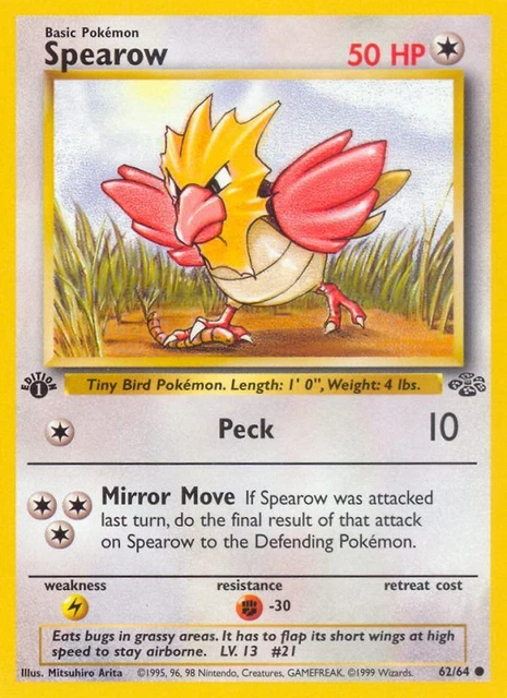 Habitak / Spearow - 62/64 Dschungel - Common 1st Edition EN NM Pokemon