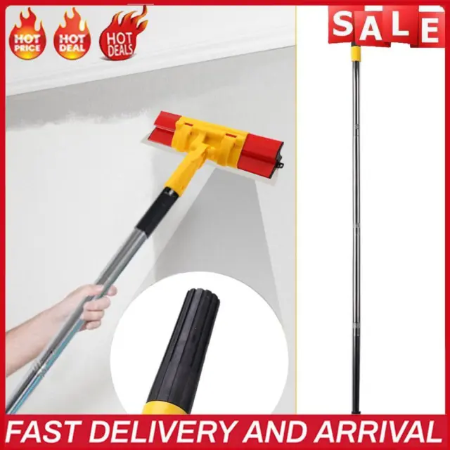 Telescopic Ceiling Paint Roller Extender Portable Cleaning Brush 4 Section Rod