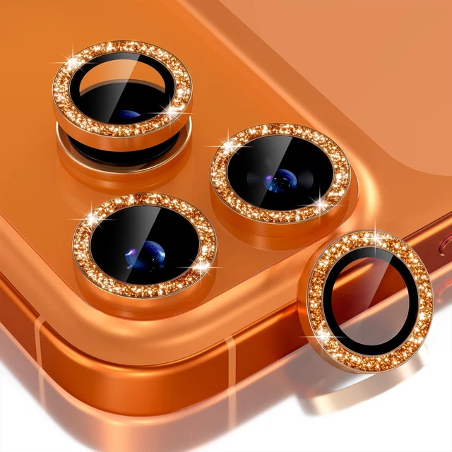 Protection Verre Trempé Pour Objectif IPhone 17 Pro / Pro Max - Choiche, Couleur Orange Glitter